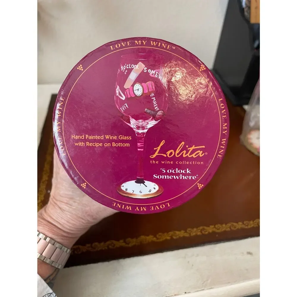 NWT Lolita Wine Glass It’s 5’Oclock Somewhere